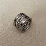 CUBIC JEWELLED STEEL TRIPLE RING
